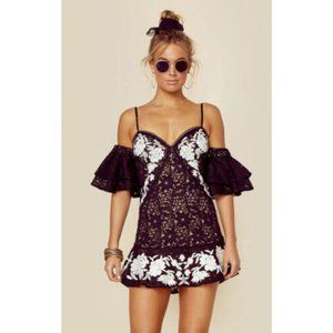 For Love and & Lemons matador tank dress Black embroidered strapless xs xsmall 2